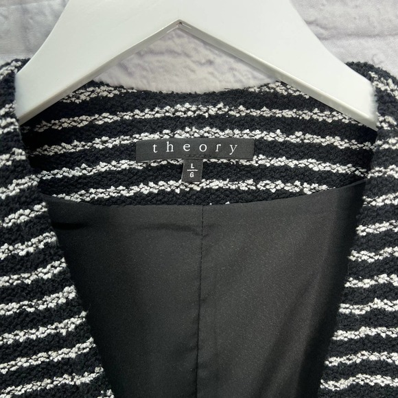 Theory Black and White Striped Blazer - Picture 5 of 11